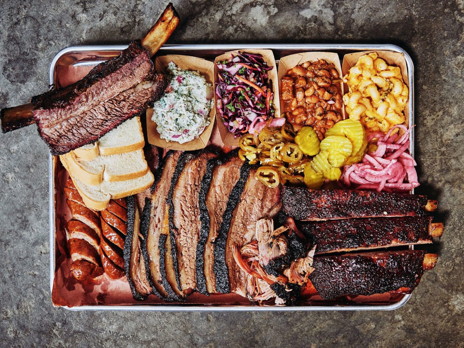 plate of barbeque foods