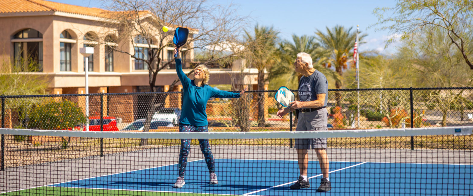 senior couple playing