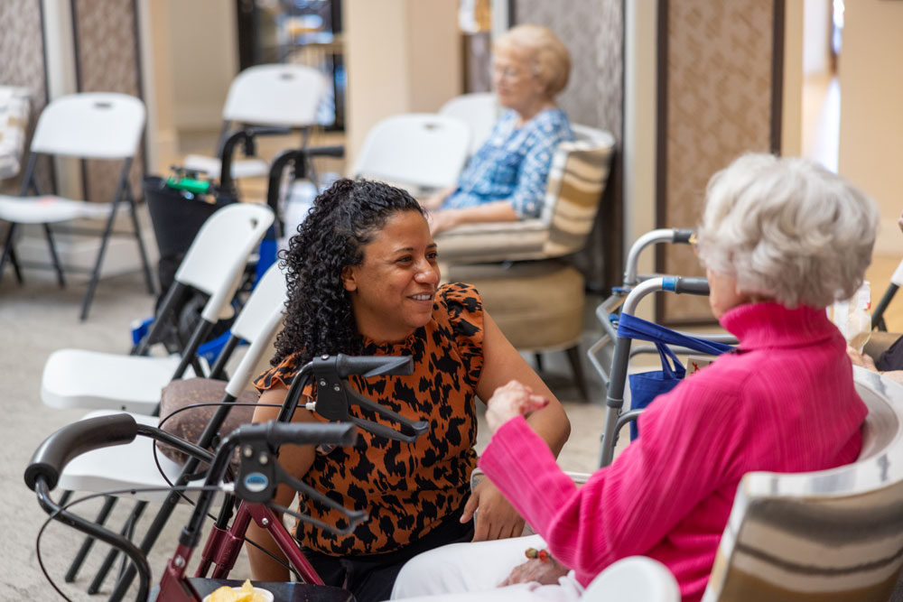 A Senior Lady Shocked to See the Exciting Renovations Happening in Fountain Hills Assisted Living