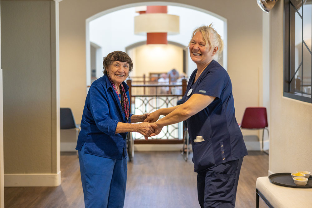 A Senior Lady Shocked to See the Exciting Renovations Happening in Fountain Hills Assisted Living