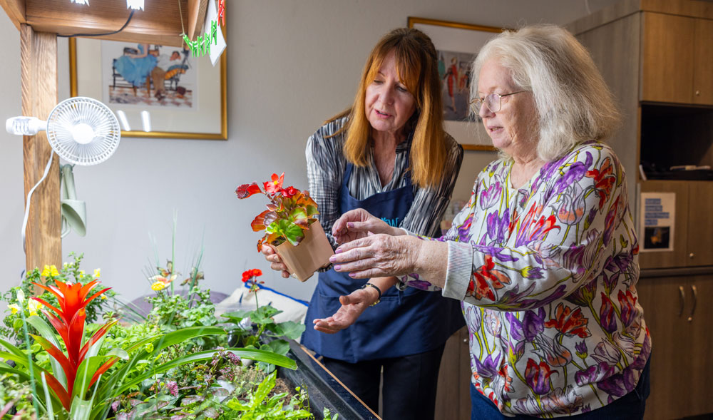 A Senior Lady Shocked to See the Exciting Renovations Happening in Fountain Hills Assisted Living